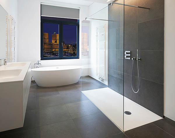 Corian og Silestone dusjkar