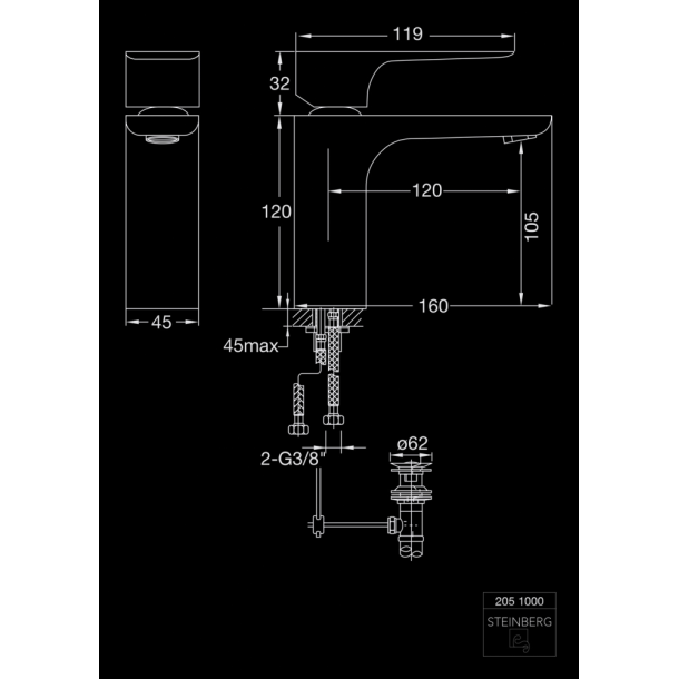 Steinberg servantbatteri 205 krom