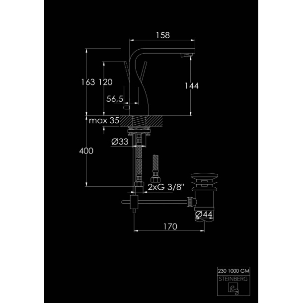 Steinberg servantbatteri 230 gunmetal