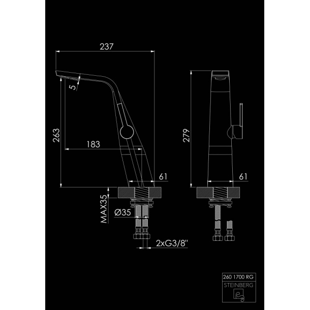 Steinberg servantbatteri 260 rose gull