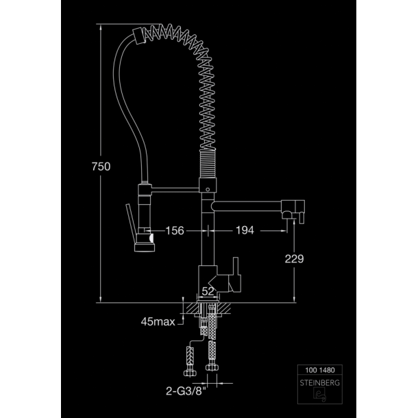 Steinberg kj�kkenkran 100 semi-profesjonell krom