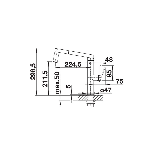 Blanco kj�kkenkran Panera-S rustfritt st�l