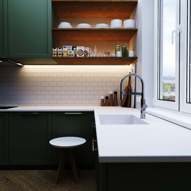 Corian� benkeplate Glacier White L&minus;formet