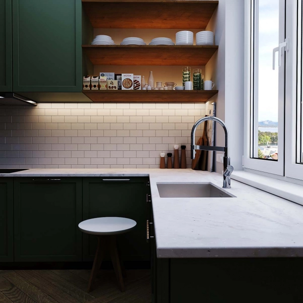 Corian� benkeplate Limestone Prima L&minus;formet
