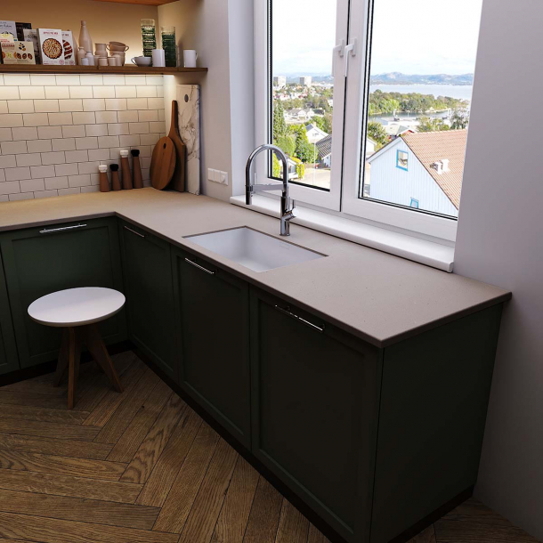 Corian� benkeplate Neutral Concrete L&minus;formet
