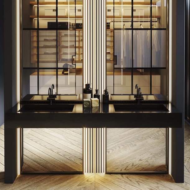 Dobbel vask Corian� Simfoni Deep Nocturne